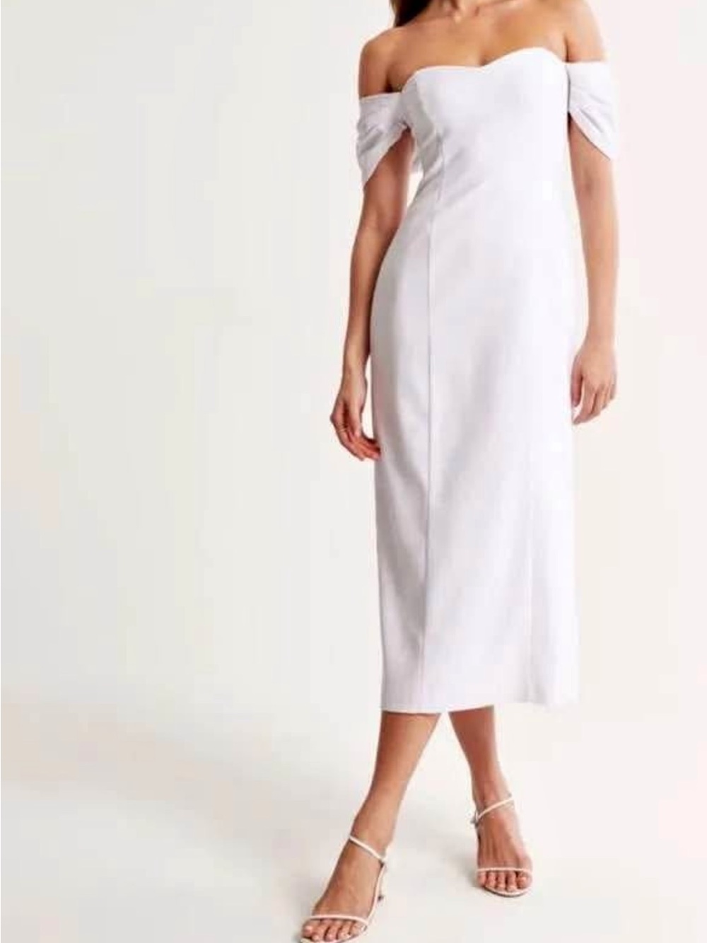 Abercrombie Off-Shoulder White Midi Dress